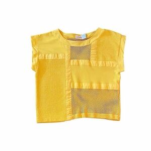 Retro Yellow Mesh Patchwork Indie Top - Size M